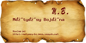 Mátyásy Bojána névjegykártya